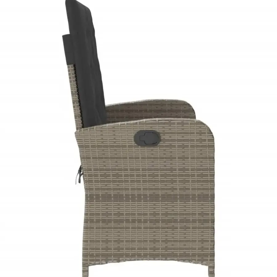 vidaXL - Verstelbare loungebank met kussens - Grijs - Poly rattan - 105x59x93 cm