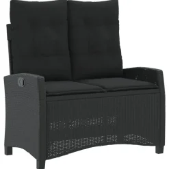 vidaXL - Verstelbare loungebank met kussens - Zwart - Poly rattan - 105x66x93 cm