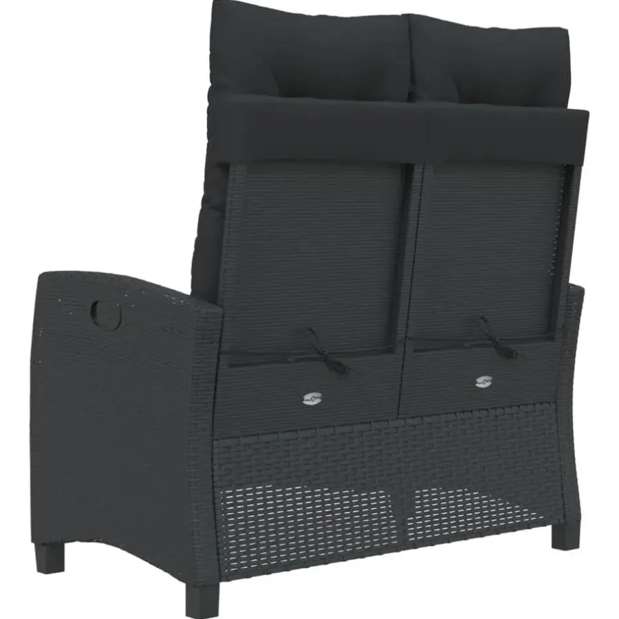 vidaXL - Verstelbare loungebank met kussens - Zwart - Poly rattan - 105x66x93 cm