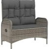 vidaXL - Verstelbare tuinbank met kussens 107 cm - Grijs - Poly rattan