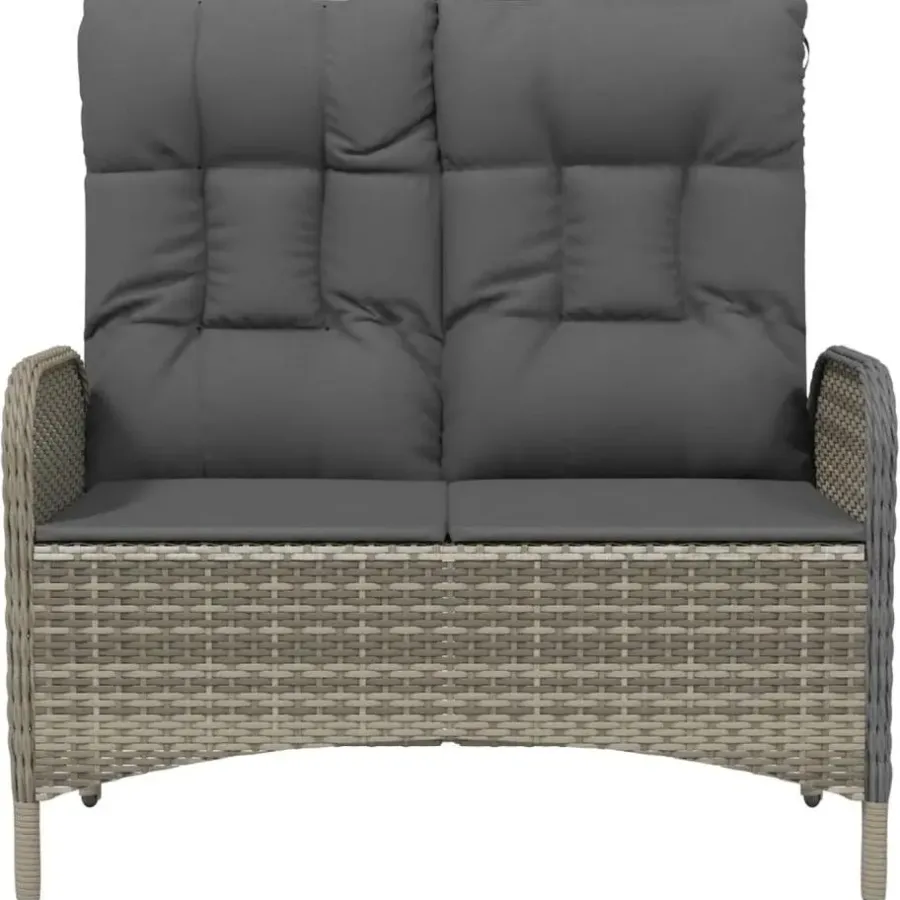 vidaXL - Verstelbare tuinbank met kussens 107 cm - Grijs - Poly rattan