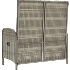 vidaXL - Verstelbare tuinbank met kussens 107 cm - Grijs - Poly rattan