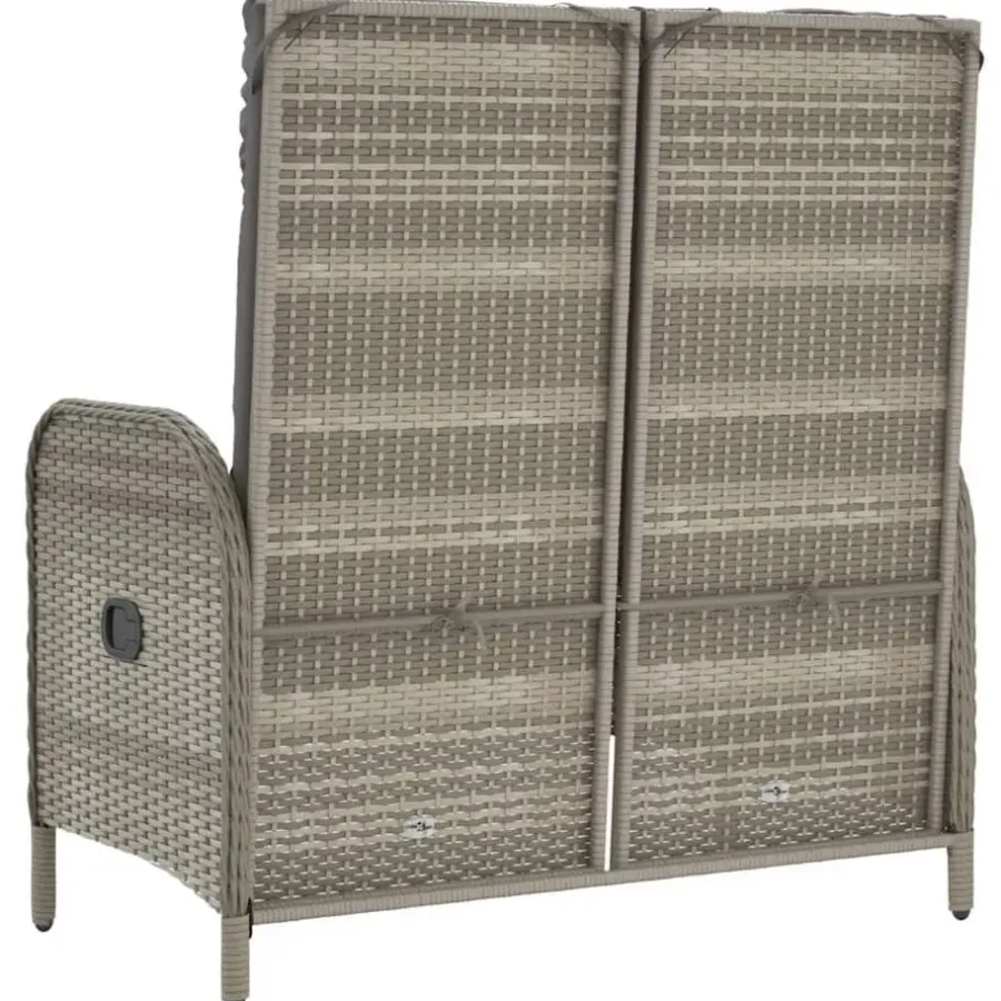 vidaXL - Verstelbare tuinbank met kussens 107 cm - Grijs - Poly rattan