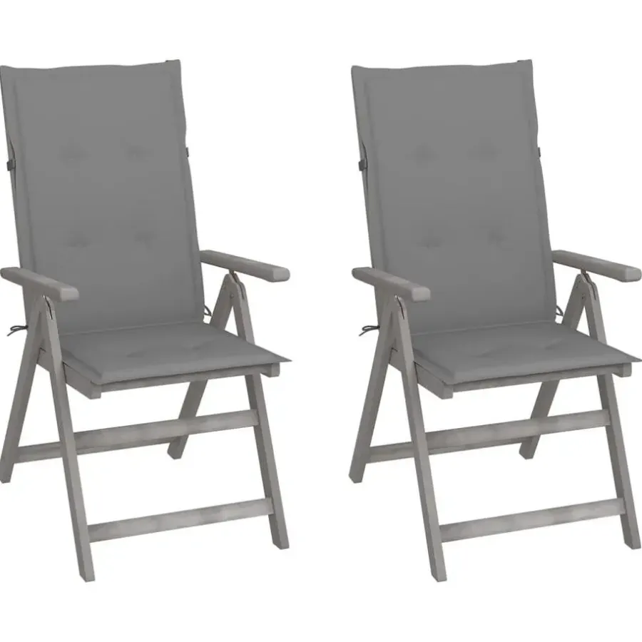 vidaXL - Verstelbare tuinstoelen met kussens - Grijs - Acaciahout - 2 stuks