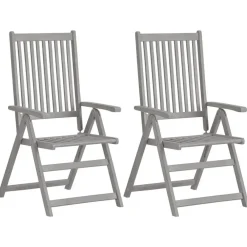 vidaXL - Verstelbare tuinstoelen met kussens - Grijs - Acaciahout - 2 stuks