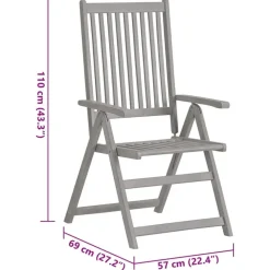 vidaXL - Verstelbare tuinstoelen met kussens - Grijs - Acaciahout - 2 stuks