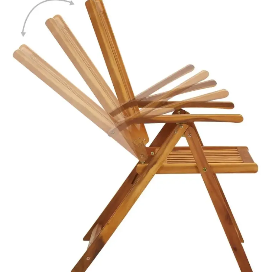 vidaXL - Verstelbare tuinstoelen met kussens - Blauw - Hout - 4 stuks