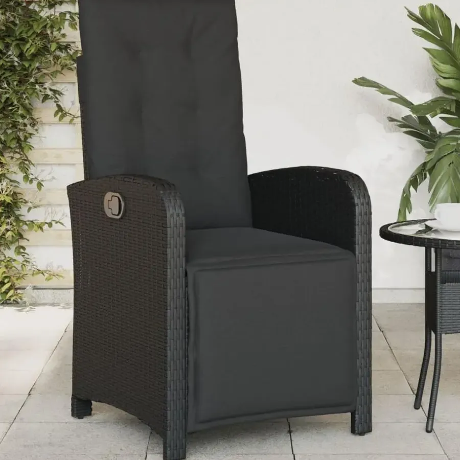 vidaXL - Verstelbare tuinstoelen - Kussens - Zwart - Poly rattan - 2 stuks