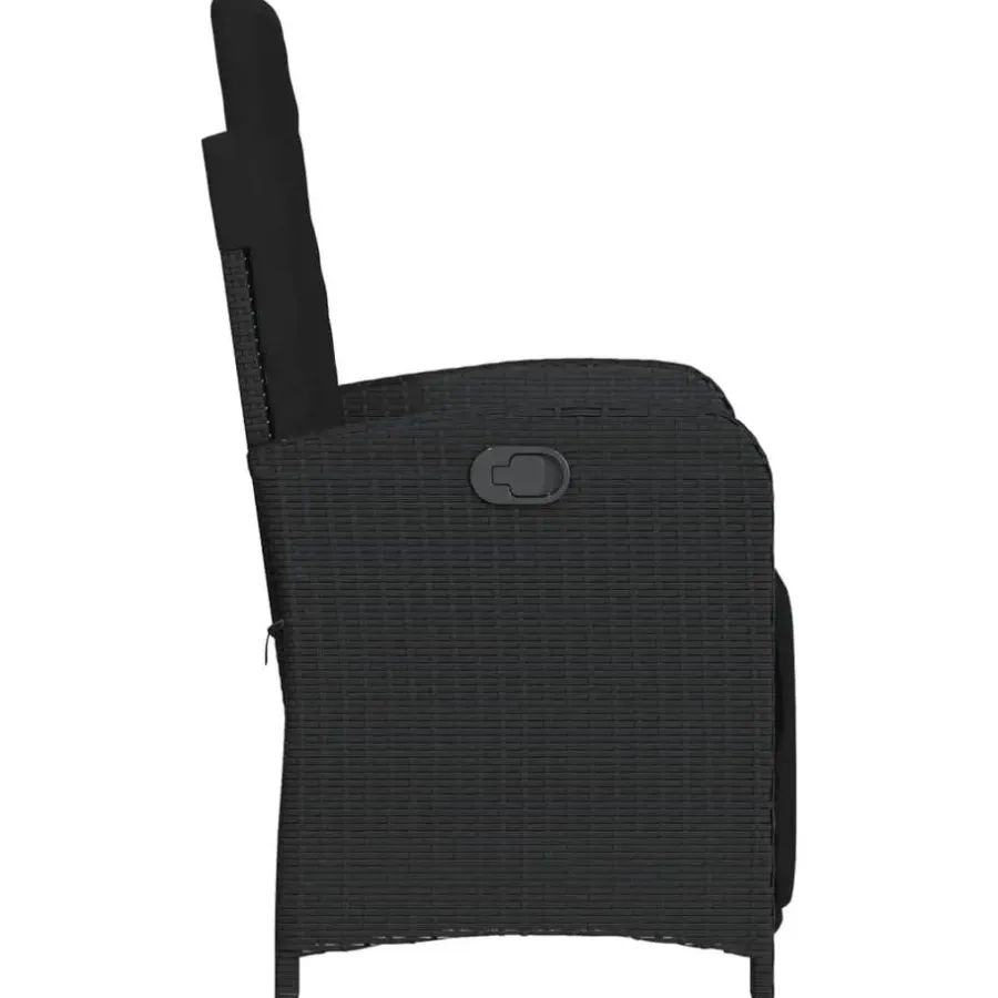 vidaXL - Verstelbare tuinstoelen - Kussens - Zwart - Poly rattan - 2 stuks