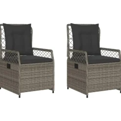 Tuinstoelen-vidaXL - Verstelbare tuinstoelen - Grijs - Poly rattan - 2 stuks