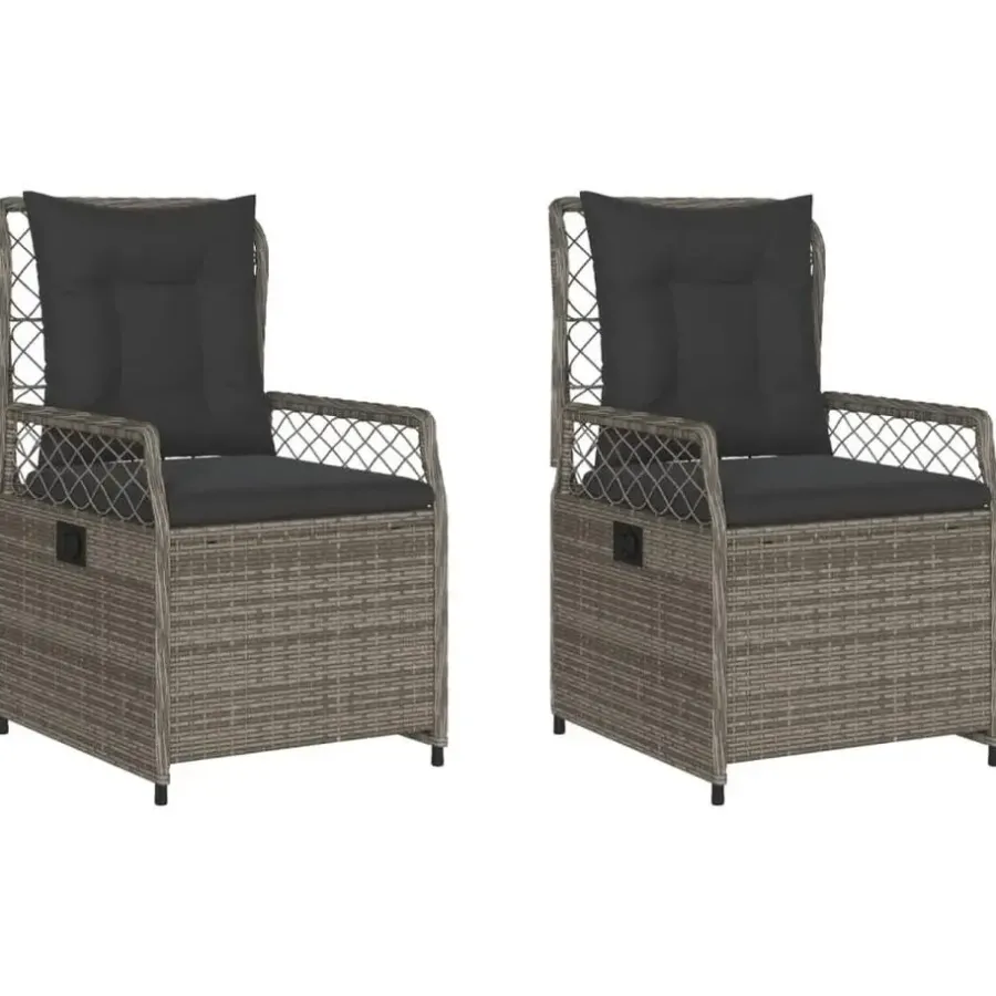 Tuinstoelen-vidaXL - Verstelbare tuinstoelen - Grijs - Poly rattan - 2 stuks