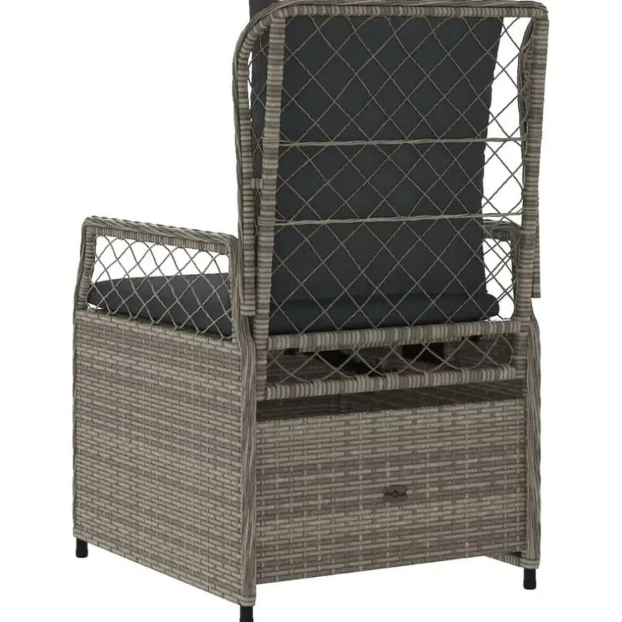 Tuinstoelen-vidaXL - Verstelbare tuinstoelen - Grijs - Poly rattan - 2 stuks