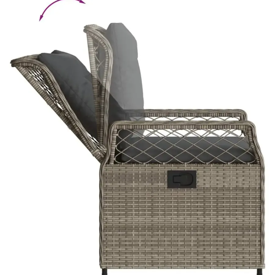 Tuinstoelen-vidaXL - Verstelbare tuinstoelen - Grijs - Poly rattan - 2 stuks