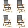 Tuinstoelen-vidaXL - Verstelbare tuinstoelen - Zwart - Poly rattan en hout zwart - 4 stuks