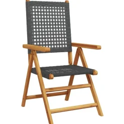 Tuinstoelen-vidaXL - Verstelbare tuinstoelen - Zwart - Poly rattan en hout zwart - 4 stuks