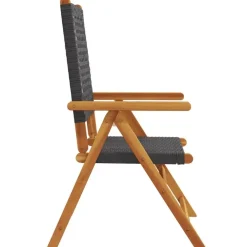 Tuinstoelen-vidaXL - Verstelbare tuinstoelen - Zwart - Poly rattan en hout zwart - 4 stuks