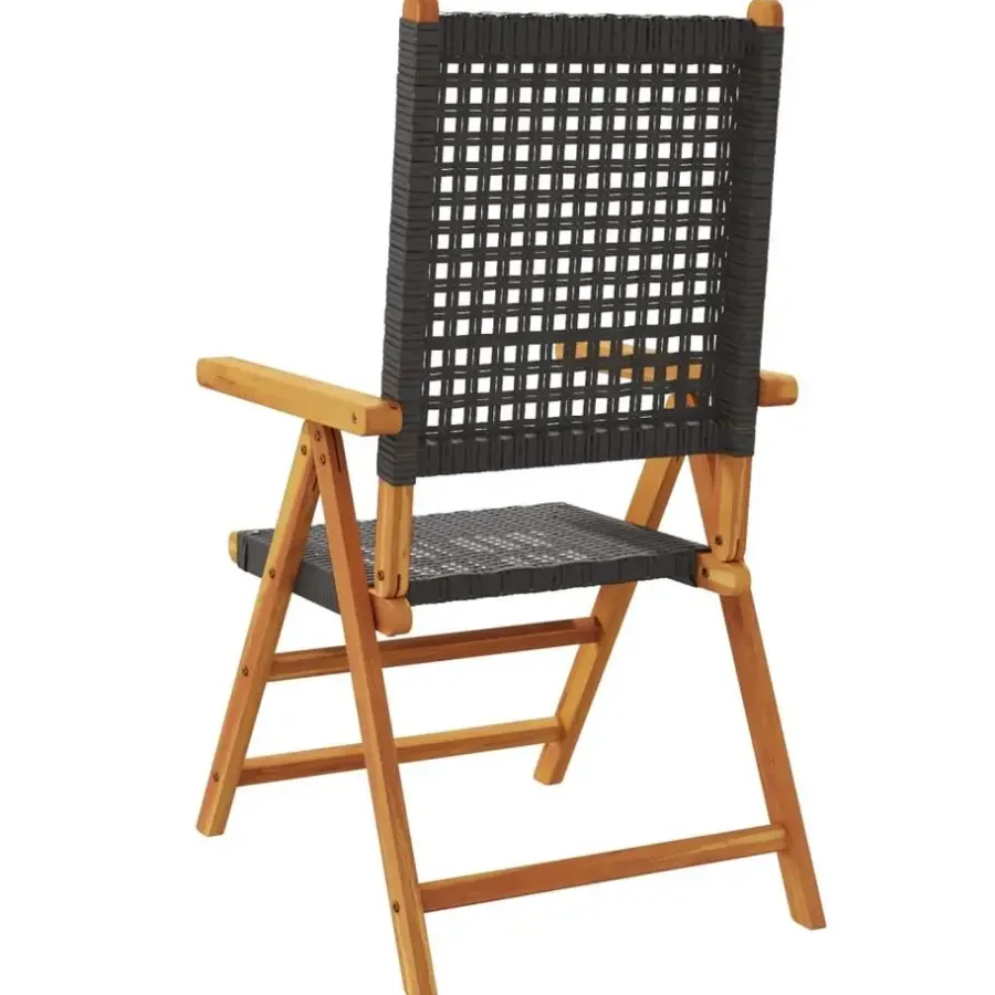 Tuinstoelen-vidaXL - Verstelbare tuinstoelen - Zwart - Poly rattan en hout zwart - 4 stuks