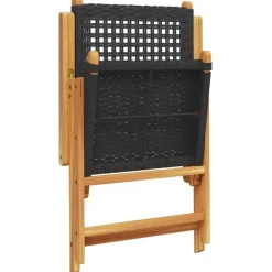 Tuinstoelen-vidaXL - Verstelbare tuinstoelen - Zwart - Poly rattan en hout zwart - 4 stuks