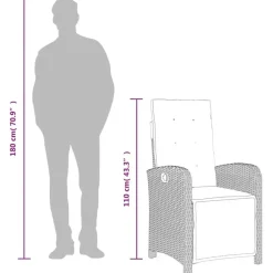 vidaXL - Verstelbare tuinstoelen - Voetensteun - Grijs - Poly rattan - 2 stuks