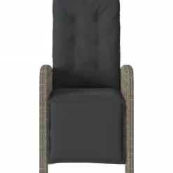 vidaXL - Verstelbare tuinstoelen - Voetensteun - Grijs - Poly rattan - 2 stuks