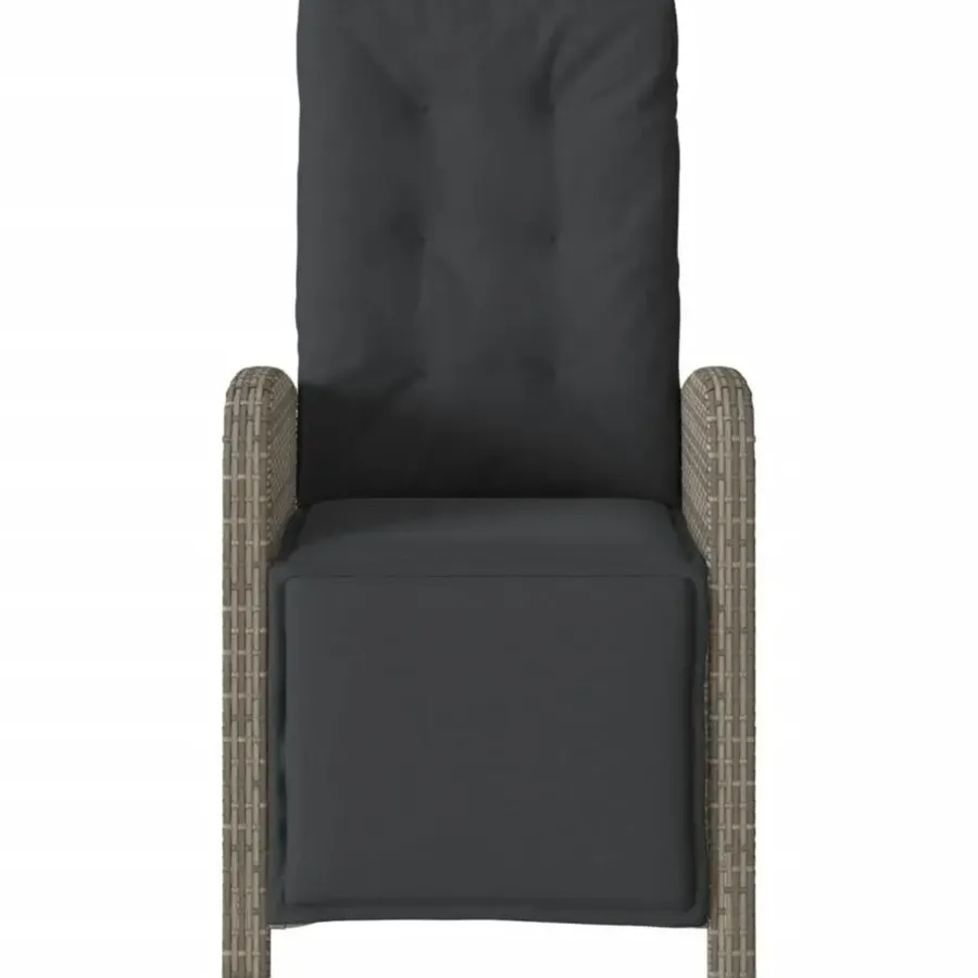 vidaXL - Verstelbare tuinstoelen - Voetensteun - Grijs - Poly rattan - 2 stuks