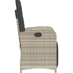 Tuinstoelen-vidaXL - Verstelbare tuinstoelen en voetensteun - Grijs - Poly rattan - 2 stuks