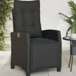 vidaXL - Verstelbare tuinstoelen met voetensteun - Zwart - Poly rattan - 2 stuks