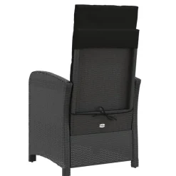 vidaXL - Verstelbare tuinstoelen met voetensteun - Zwart - Poly rattan - 2 stuks