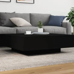 Salontafels-vidaXL - Vierkante salontafel met LED - Zwart - Bewerkt hout - 100x100x31 cm