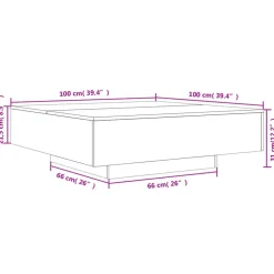 Salontafels-vidaXL - Vierkante salontafel met LED - Zwart - Bewerkt hout - 100x100x31 cm