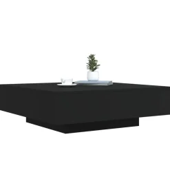 Salontafels-vidaXL - Vierkante salontafel met LED - Zwart - Bewerkt hout - 100x100x31 cm