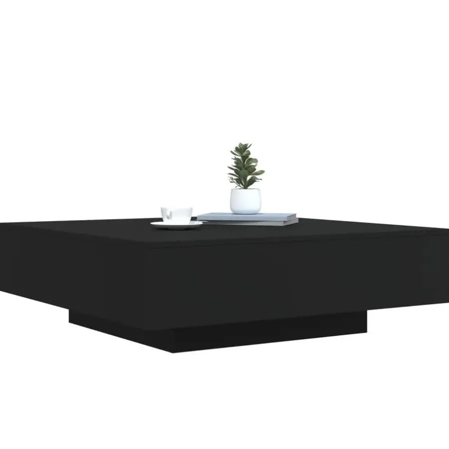 Salontafels-vidaXL - Vierkante salontafel met LED - Zwart - Bewerkt hout - 100x100x31 cm