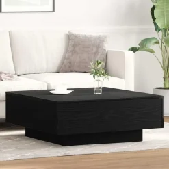 vidaXL - Vierkante salontafel - Zwart eiken - Bewerkt hout - 80x80x31 cm