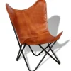 Fauteuils-vidaXL - Vlinderstoel - Bruin - Leer