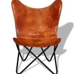 Fauteuils-vidaXL - Vlinderstoel - Bruin - Leer