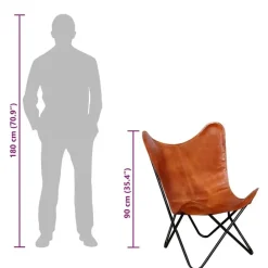 Fauteuils-vidaXL - Vlinderstoel - Bruin - Leer