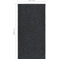 Deurmatten-vidaXL - Vloerkleed - Antraciet - Polypropyleen - 100 x 200 cm