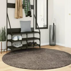 Hoogpolige Vloerkleden|Ronde Vloerkleden-vidaXL - Vloerkleed - Grijs - Polyester - Ø 160 cm