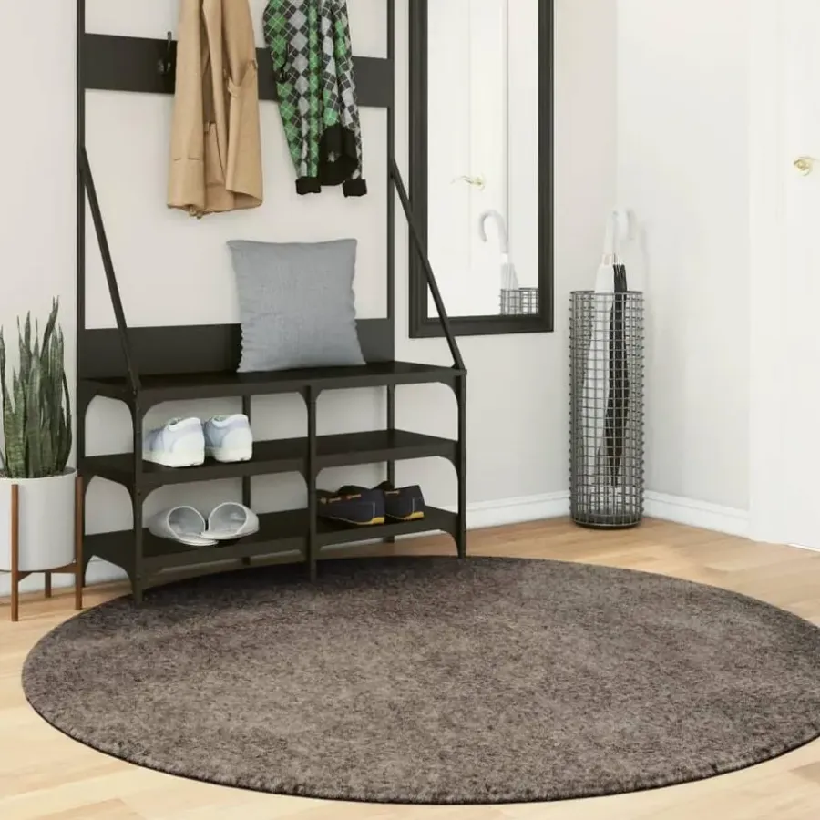 Hoogpolige Vloerkleden|Ronde Vloerkleden-vidaXL - Vloerkleed - Grijs - Polyester - Ø 160 cm