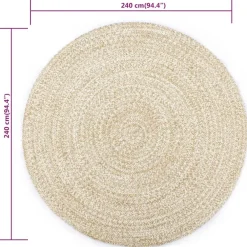 Jute Vloerkleden|Ronde Vloerkleden-vidaXL - Vloerkleed - Wit - Jute