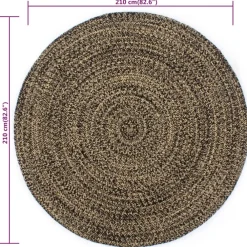 Jute Vloerkleden|Ronde Vloerkleden-vidaXL - Vloerkleed - Zwart - Jute