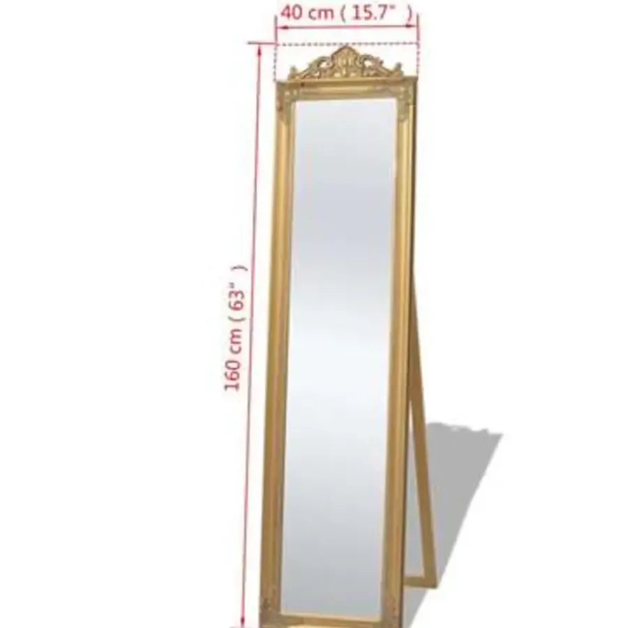 Spiegels-vidaXL - Vrijstaande Spiegel - Goud - Hout - 160 x 40 cm