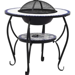 vidaXL - Vuurtafel - Blauw - Keramiek