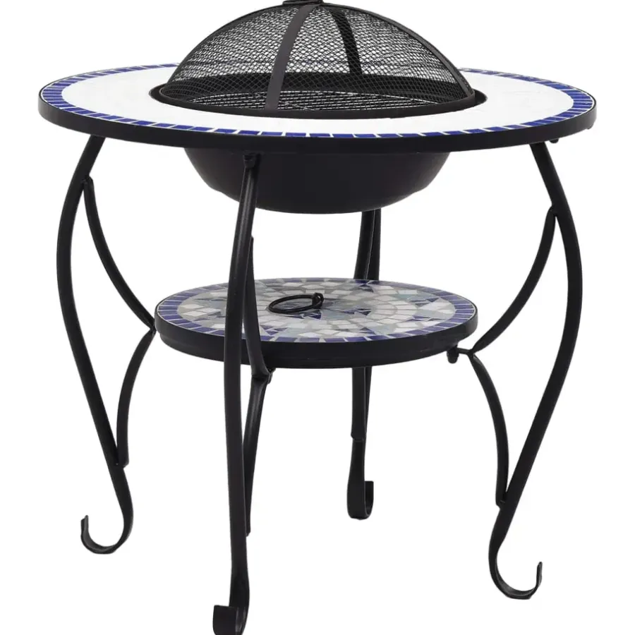 vidaXL - Vuurtafel - Blauw - Keramiek