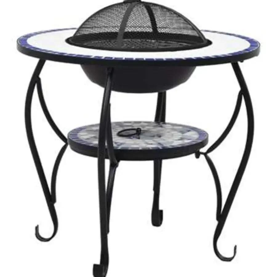 vidaXL - Vuurtafel - Blauw - Keramiek