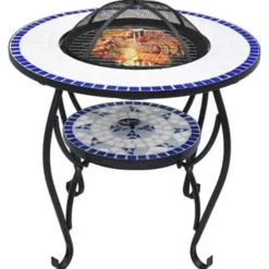 vidaXL - Vuurtafel - Blauw - Keramiek