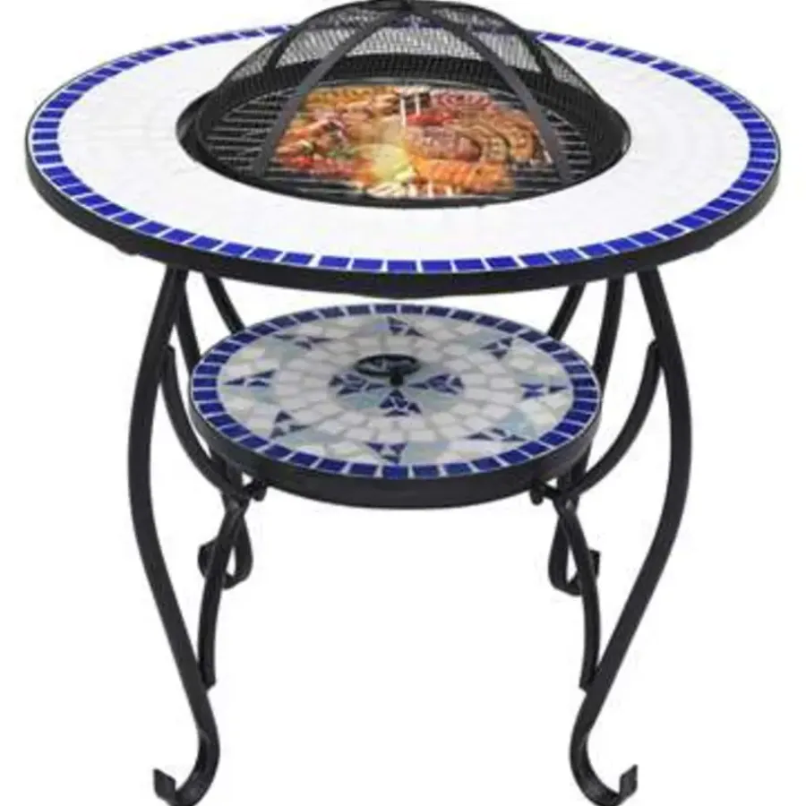vidaXL - Vuurtafel - Blauw - Keramiek