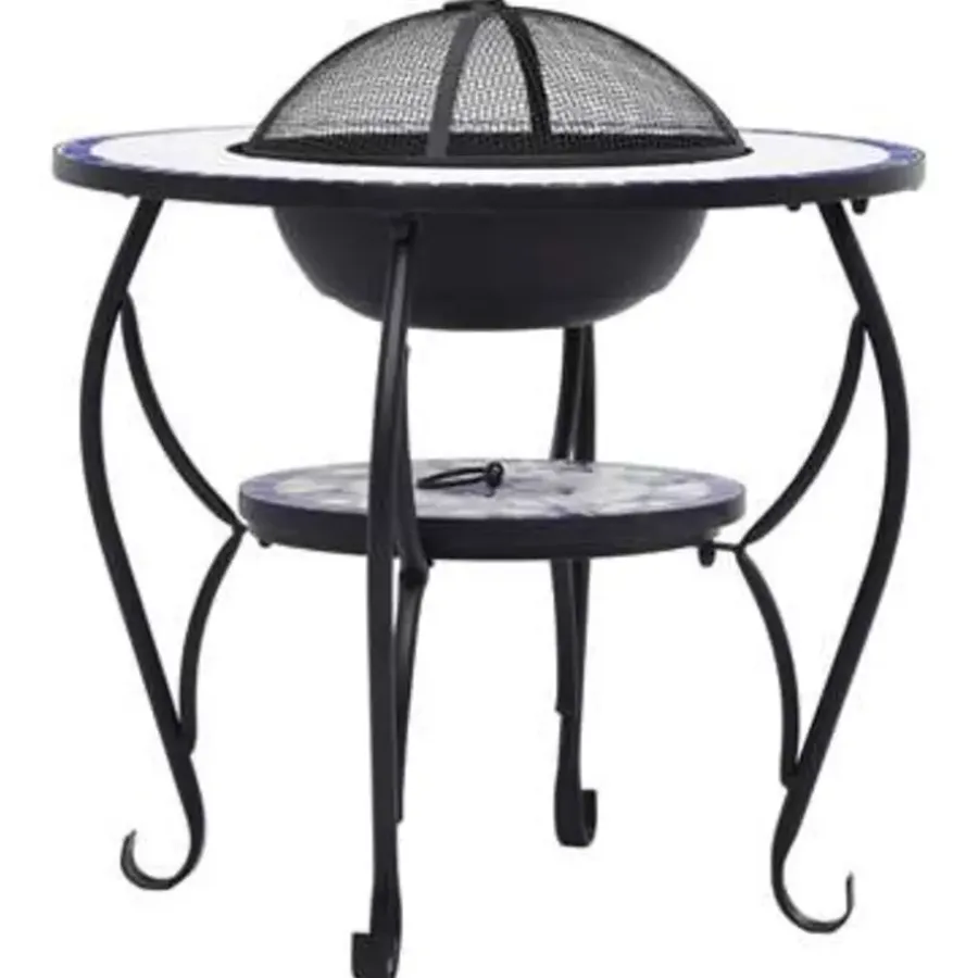 vidaXL - Vuurtafel - Blauw - Keramiek
