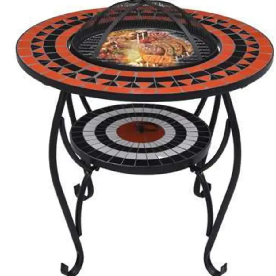 vidaXL - Vuurtafel - Bruin - Keramiek