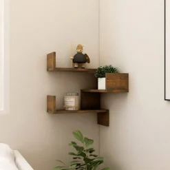 vidaXL - Wandhoekschap - Bruin - Bewerkt hout